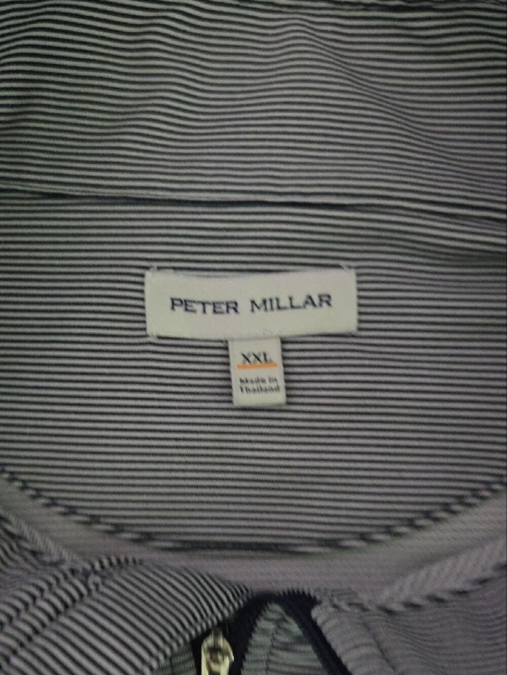 Peter Millar Navy and White Micro Striped Quarter-Zip Golf Pullover, XXL - Picture 3 of 4